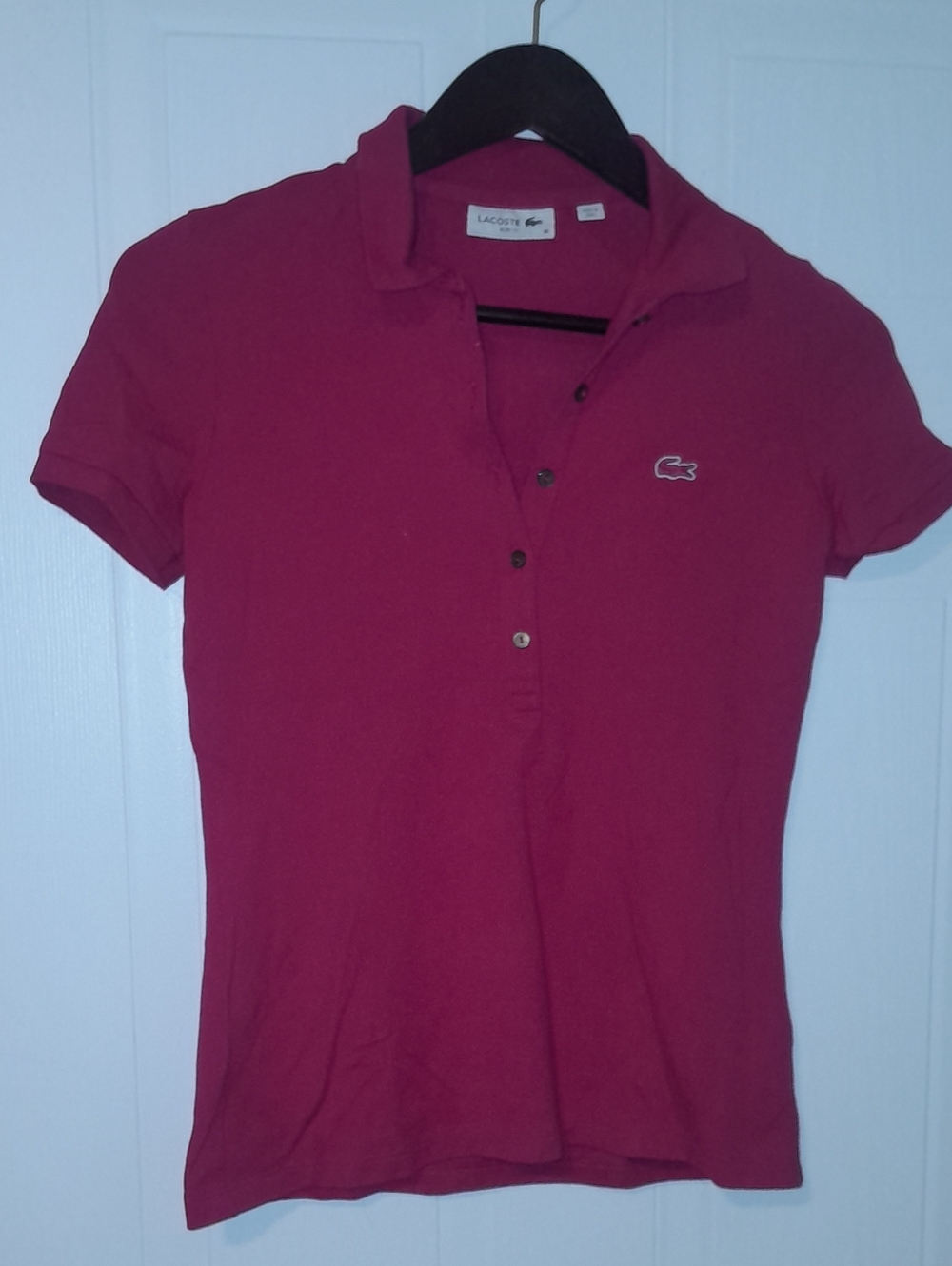 Lacoste Women's Raspberry Button-Down Polo